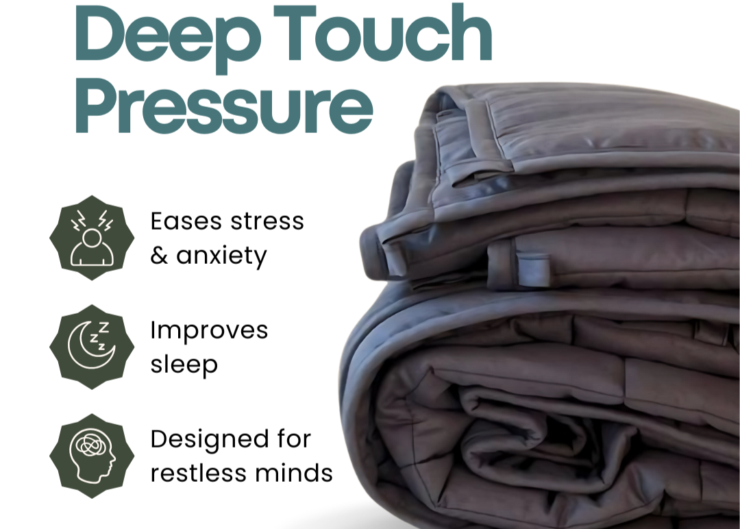 Premium weighted blanket for ADHD, offering deep touch pressure to ease anxiety and improve sleep.